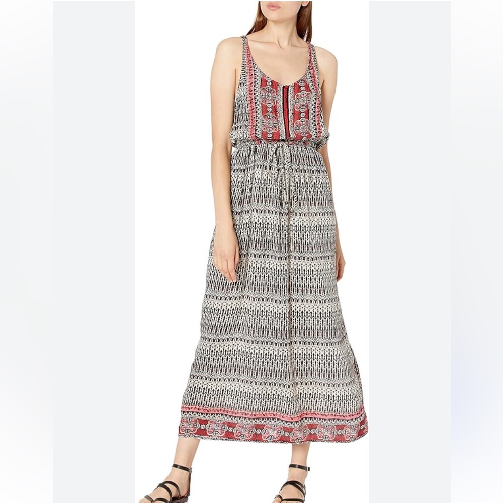 Angie Red and Black Patterned Maxi Dress
